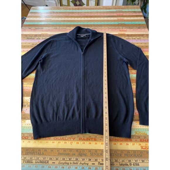 Banana Republic M Silk Cashmere Full Zip Sweater Black Lightweight Knit MENS - Picture 6 of 10